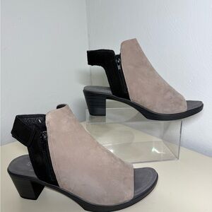 NAOT Women’s 40 Sandal Open Toe Bootie Favorite Black Beige Leather Colorblock